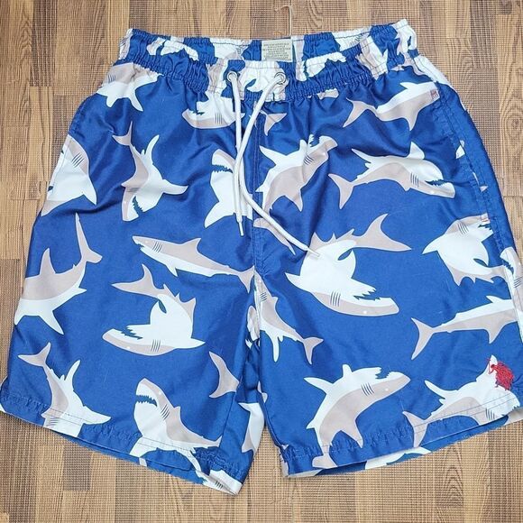 U.S Polo Assn. Shark Print Swim Trunks Size Boys Medium - Picture 2 of 14